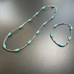 【vintage】シルバー925 ターコイズ　ネックレス&ブレスレット　セット
