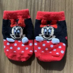 ミニーマウス ベビー靴下 赤黒