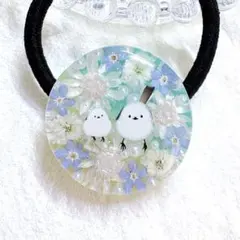 ④-⑬レジンヘアゴム。シマエナガ。八重咲きコデマリ。レモンイエロー