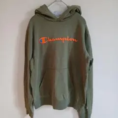 チャンピオン スウェットパーカー XL オリーブ 刺繍ロゴ ビッグサイズ