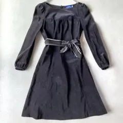華やか✨バーバリーブルーレーベル ベロアワンピース リボンベルト付 38