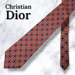 【極美品】Christian Dior ディオール 総柄シルクネクタイ 幾何学柄