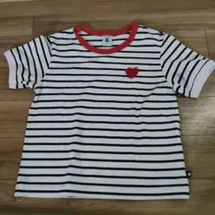 プチバトー　ハート刺繍　ボーダーTシャツ　8ans 128cm