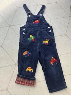 レトロ　ミキハウス　ネイビー コーデュロイ オーバーオール 100cm
