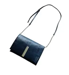 PARFOIS パルフォア　ショルダーバッグ クロコ型押し　紺