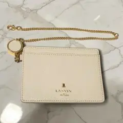 未使用 LANVIN en Bleu メラニー リール付きパスケース ホワイト