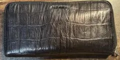 DIESEL 本革 ブラック 長財布 クロコダイル型押し