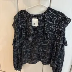 SLY ドット柄フリル長袖シャツ