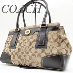 【極美品】コーチ トートバッグ 肩掛け ターンロック シグネチャー キャンバス
