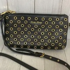 MIUMIU ミュウミュウ ショルダーバッグ パンチングパターン ブラック
