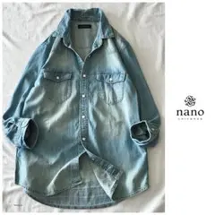 ◯ナノユニバース【洗える】ヴィンテージ ウォッシュ加工 デニム シャツ ブラウス