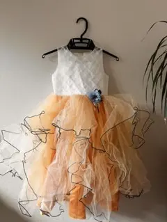 クローバー様専用　フリルドレス オレンジとクリーム色　ピアノ発表会　結婚式