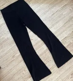 GU ジーユー リブフレアニットパンツRS+E レディース Ｍ ブラック 黒