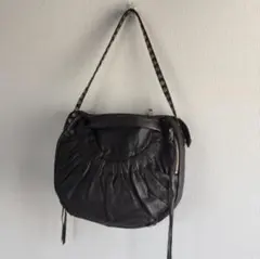vintage HIRAMEKI 本革 ショルダーバッグ タッセル 黒 フリンジ - メルカリ