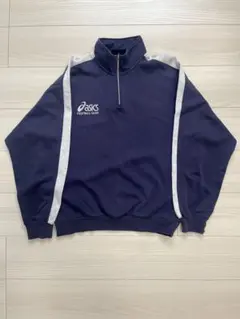 asics FOOTBALL GEAR ハーフジップ ジャージ ネイビー レトロ