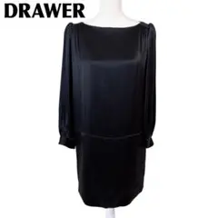 Drawer 長袖ブラウスワンピース 艶感 シルク 36 無地 ブラックのサムネイル