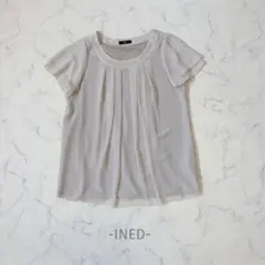 INED/ブラウス/M/ベージュ/半袖/シフォン/綺麗め/上品/オフィスのサムネイル