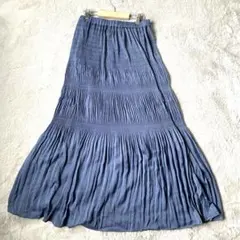 アメリカンホリック　マーメードプリーツ　 ロングフレア　スカート　ブルー系