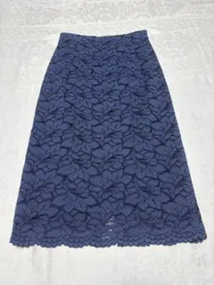 ANAYI 総レース スカート 36 ネイビー 日本製 セレモニー 卒入学 上品