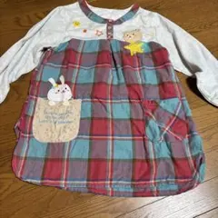 動物刺繍付きチェック柄エプロン