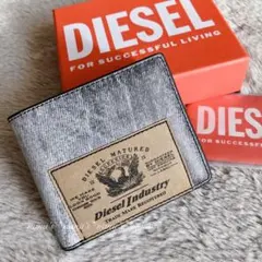 【新品】DIESEL ディーゼル デニム風 二つ折り財布 ミニ財布 ロゴ小銭入れ