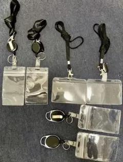 名札ホルダー6点セット ネックストラップ付 横型/縦型/クリップ式