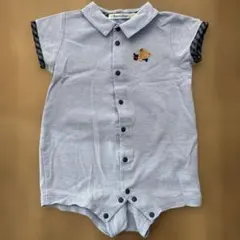 【美品】familiar 水色 ロンパース　襟付き　80