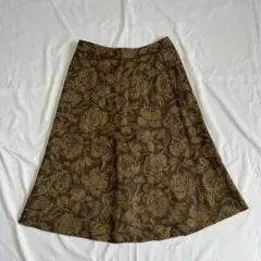90s vintage 昭和レトロ ウール混 Aラインスカート M バラ柄のサムネイル