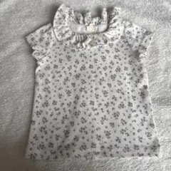 花柄フリル付き半袖シャツ 90
