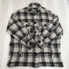 ZARA テクスチャー入りチェック柄シャツジャケット