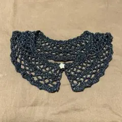 コットン100% 付け襟　ハンドメイド　手編み　ラメブラック