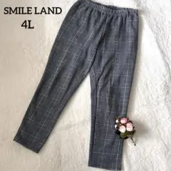 スマイルランド◇大きいサイズ チェック パンツ 裏起毛 ウエストゴム 4L