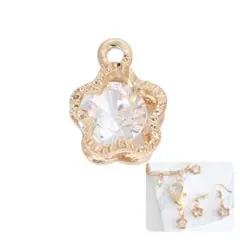 お買い得【10個】キュービックジルコニア ジルコン チャーム パーツ フラワー