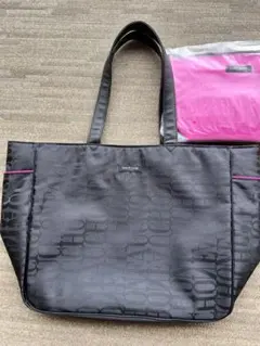 FAUCHON ブラックトートバッグ 大容量 ポーチ付き