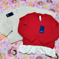 最終価格★ニット トレーナー 95&100 長袖☆女の子 セーター 2点セット★