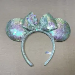 未使用ディズニーカチューシャ 水色スパンコール ミニー