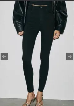 ザラ　ZARA ストレッチブラックスキニーパンツ　42