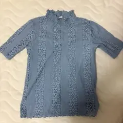 Ray Cassin レース 半袖 トップス ブルー　花柄のサムネイル