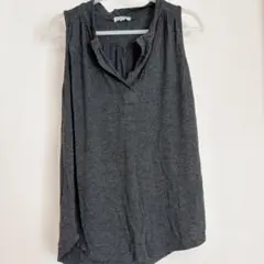 ノースリーブチュニック ダークグレー【S】海外古着 体型カバー 細見え