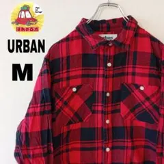 USA古着 URBAN ネルシャツ　M レッド　ブラック　チェックのサムネイル
