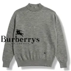 美品♡ バーバリーズ ロゴ入り ウールハイネック ニット セーター グレー