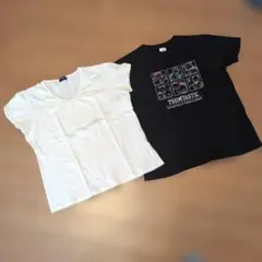Ladies2枚組LサイズDisney黒色ツムツム＆UNIQLO白色Tシャツのサムネイル