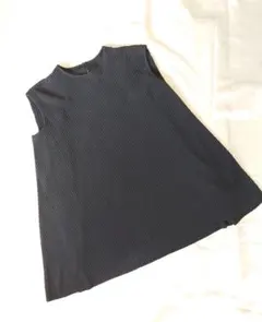 リブ編み ノースリーブ Tシャツ ダークブルー
