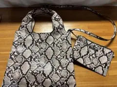 ヘビ柄ショルダーバッグとポーチセット