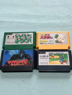 ファミコンソフト4本セット　まとめ売り　キングコング2 麻雀　ベースボール　他