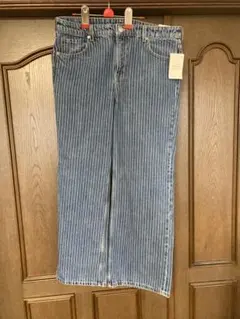 未使用！H&M ワイドハイデニム　ストライプ　US14サイズ