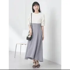 earth music&ecology リブカットソードッキングワンピース