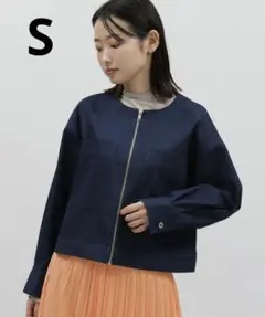 【新品】LAKOLE ノーカラーデニムブルゾン ネイビー