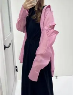 新品タグ付き　INGNI ピンク 長袖シャツ　シアー透け感　羽織りのサムネイル