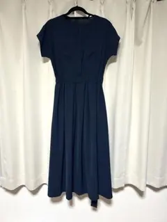 ロペピクニック　ネイビー フレアドレス 半袖 ウエストゴム　結婚式